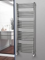 Eastgate Curved Polished 304 Stainless Steel Heated Towel Rail 1600mm High x 600mm Wide